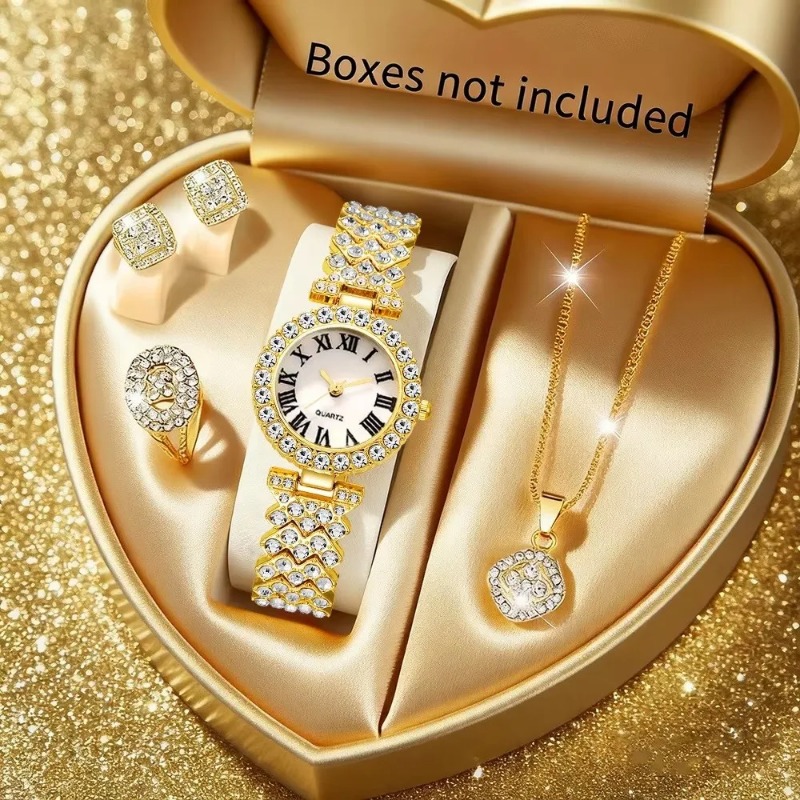 Jewelry Like Watches - 5PCS 럭셔리 라인스톤 여성용 시계 쥬얼리