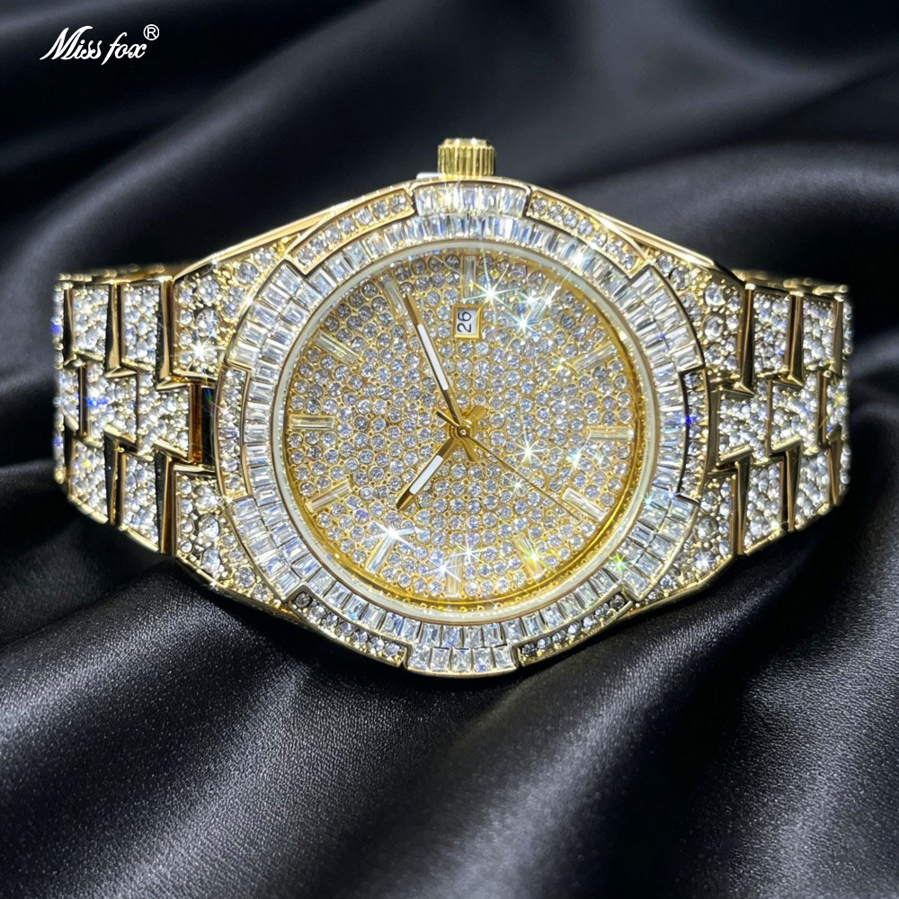 Jewelry And Watches Luxury Brand - 남성용 핫셀 골드 아이스 시계, MISSFOX