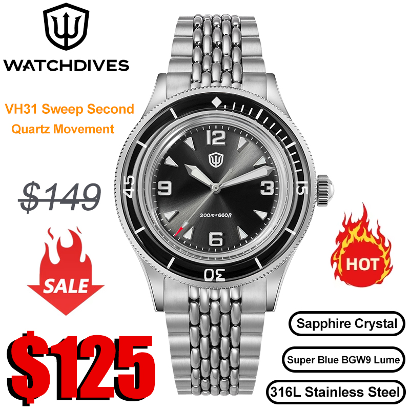 Jewelry Watches Vintage - Watchdives WD50Q 시계 VH31 쿼츠 무브먼트