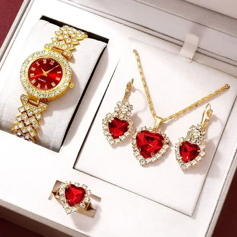 Jewelry Watch Making - 여성용 골든 럭셔리 시계 반지 목걸이