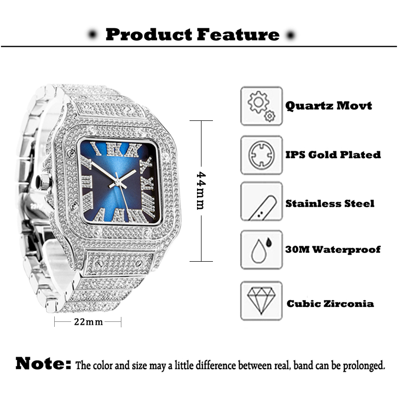 MISSFOX 남성용 바게트 다이아몬드 시계, 탑 브랜 - Jewelry And Watches Luxury Brand 리뷰 및 가격