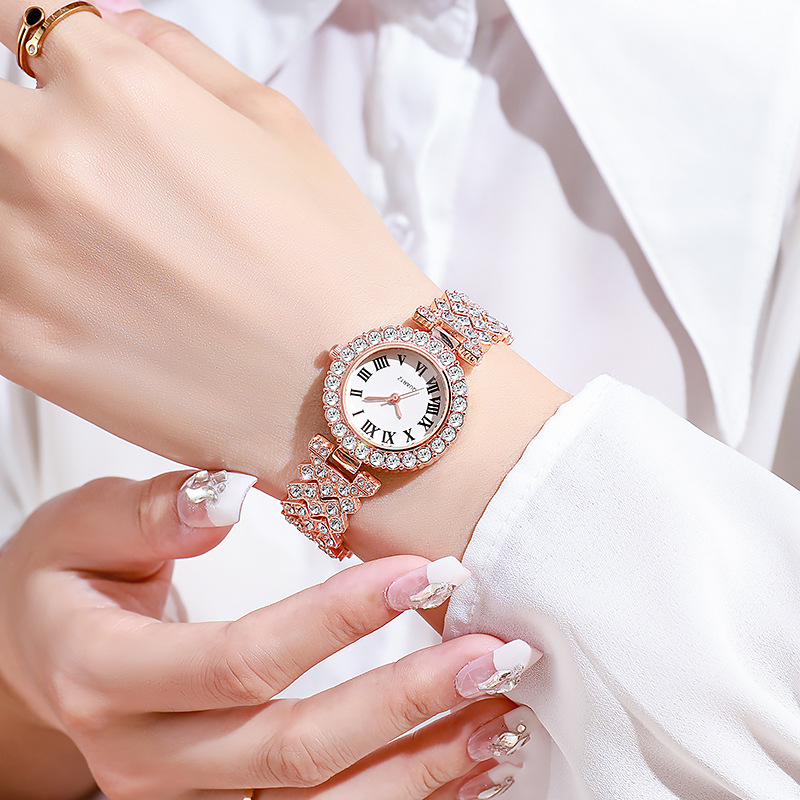 5PCS 럭셔리 라인스톤 여성용 시계 쥬얼리 세트 로마 - Jewelry Like Watches 리뷰 및 가격
