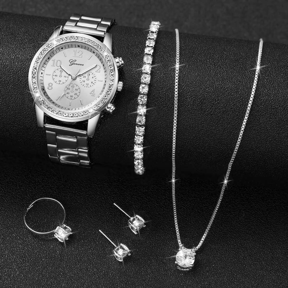 6개/세트 패션 라인스톤 여성용 시계 아날로그 쿼츠 손 - Jewelry Watch Making 리뷰 및 가격