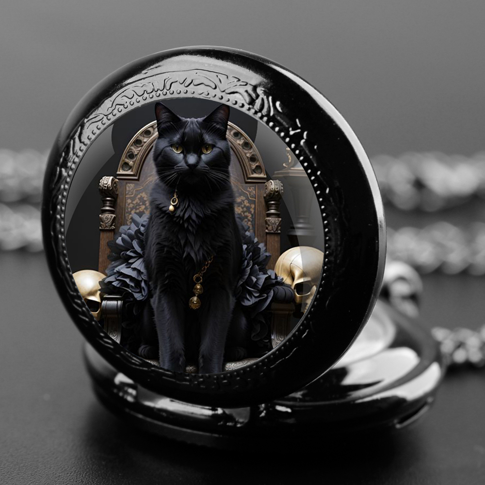 블랙 스테인레스 스틸 트리 쿨 킹 고양이 석영 주머니  - King'S Jewelry Watches 리뷰 및 가격