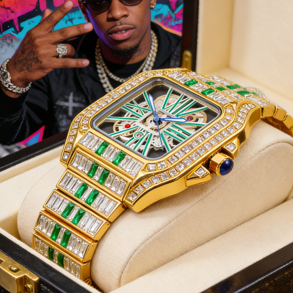 럭셔리 블링 쿼츠 손목시계 남성용 핫 패션 풀 다이아몬 - Jewelry And Watches Luxury Brand 리뷰 및 가격