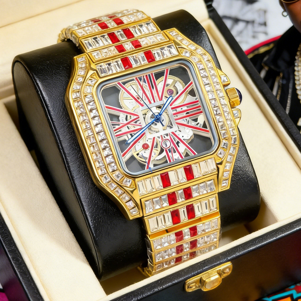 럭셔리 블링 쿼츠 손목시계 남성용 핫 패션 풀 다이아몬 - Jewelry And Watches Luxury Brand 리뷰 및 가격