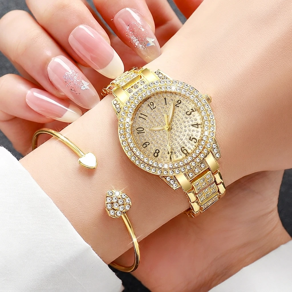 6종 패션 라인스톤 여성 시계 하트 쥬얼리 세트 고급  - Jewelry Watch Making 리뷰 및 가격
