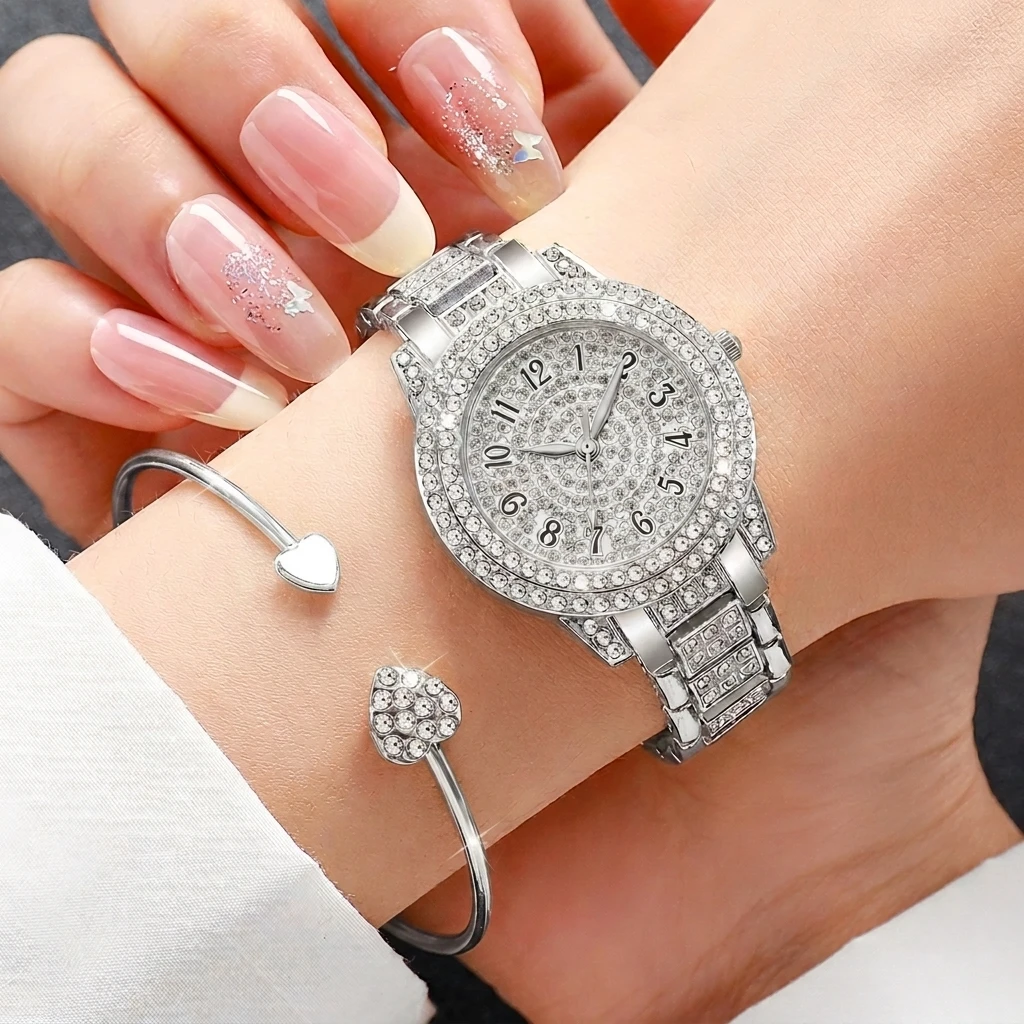 6종 패션 라인스톤 여성 시계 하트 쥬얼리 세트 고급  - Jewelry Watch Making 리뷰 및 가격