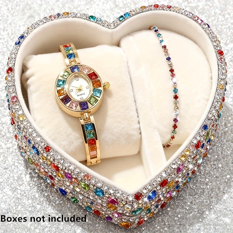 2pcs 우아한 화려한 라인스톤 여성 쿼츠 시계 팔찌  - Jewelry Like Watches 리뷰 및 가격